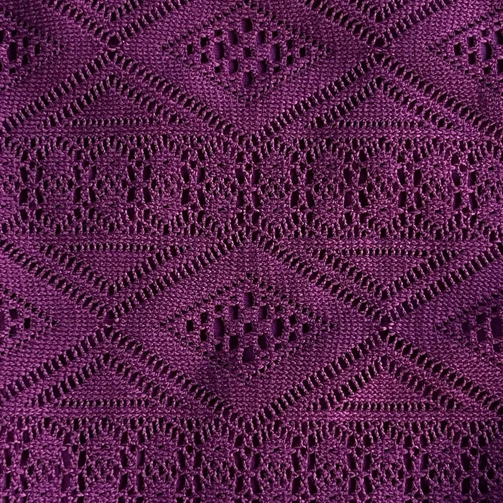 SO Swimsuit Womens Large‎ Purple One Piece Halter Crochet Overlay